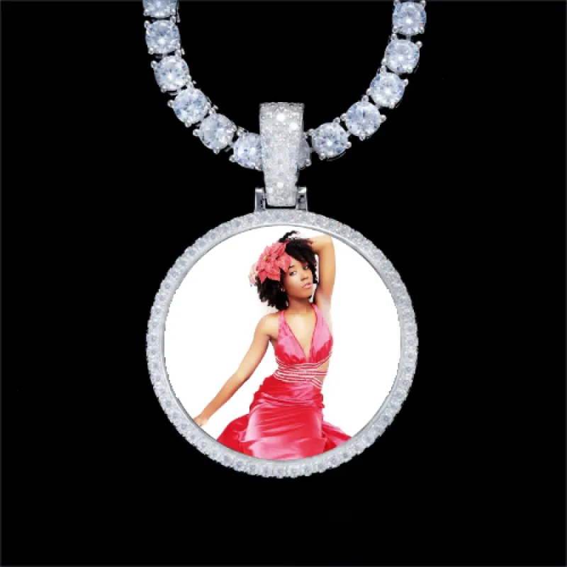 925S & VVS Moissanite 3D Circle Custom Picture Pendant sold by The GUU Shop