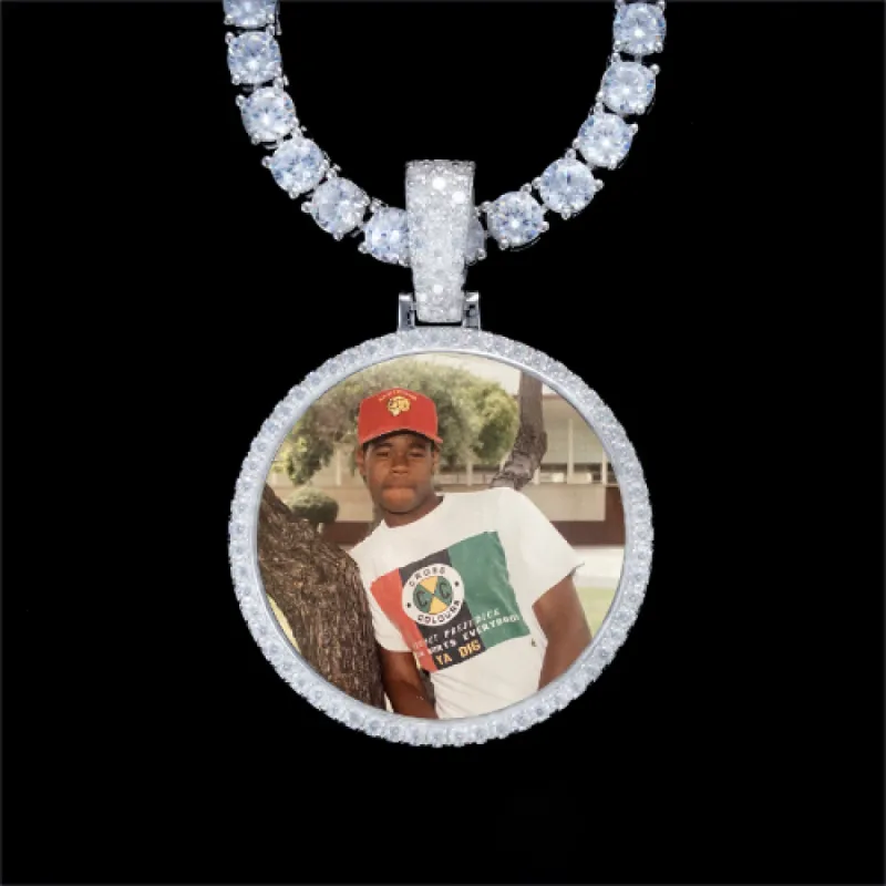 925S & VVS Moissanite 3D Circle Custom Picture Pendant sold by The GUU Shop