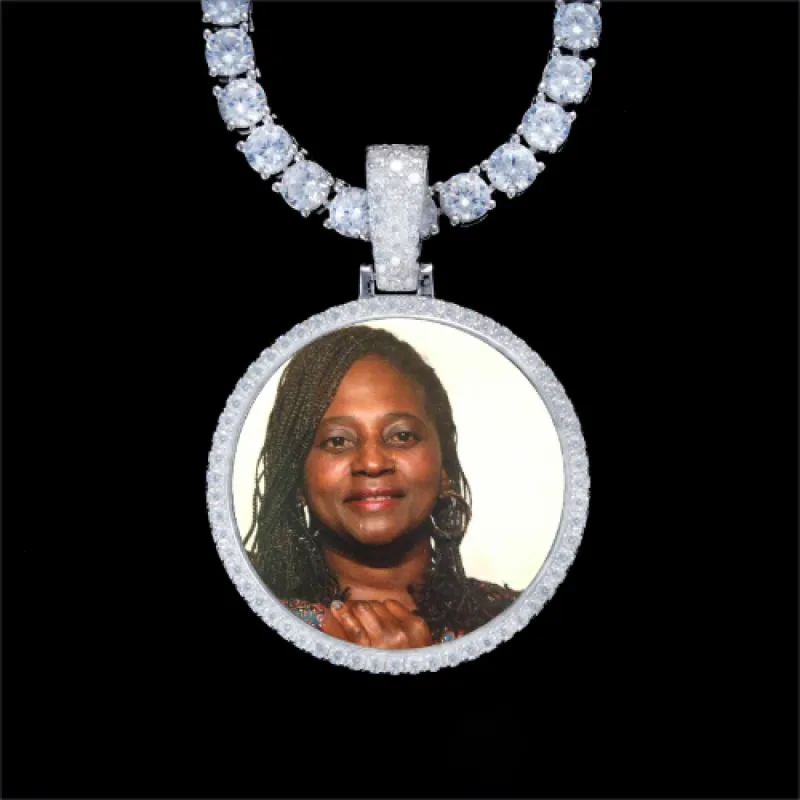 925S & VVS Moissanite 3D Circle Custom Picture Pendant sold by The GUU Shop