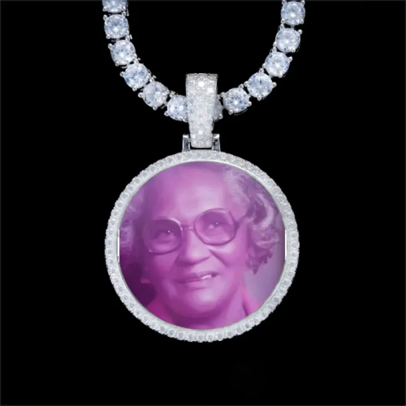 925S & VVS Moissanite 3D Circle Custom Picture Pendant sold by The GUU Shop