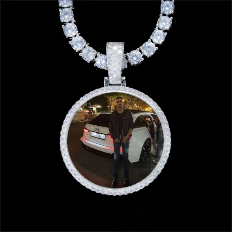925S & VVS Moissanite 3D Circle Custom Picture Pendant sold by The GUU Shop