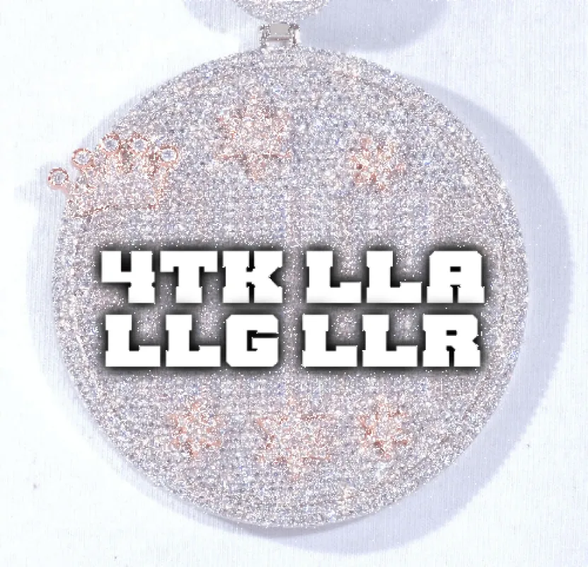 CUSTOM LETTER NECKLACE 3D BIG CROWN DISC sold by The GUU Shop