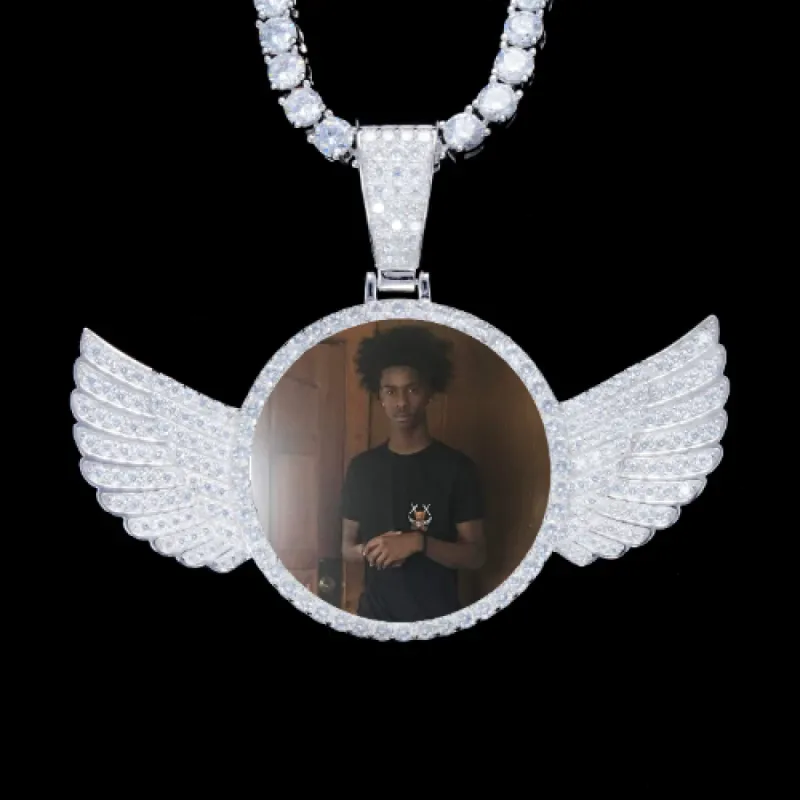 925S & VVS Moissanite 3D Wing Custom Picture Pendant sold by The GUU Shop