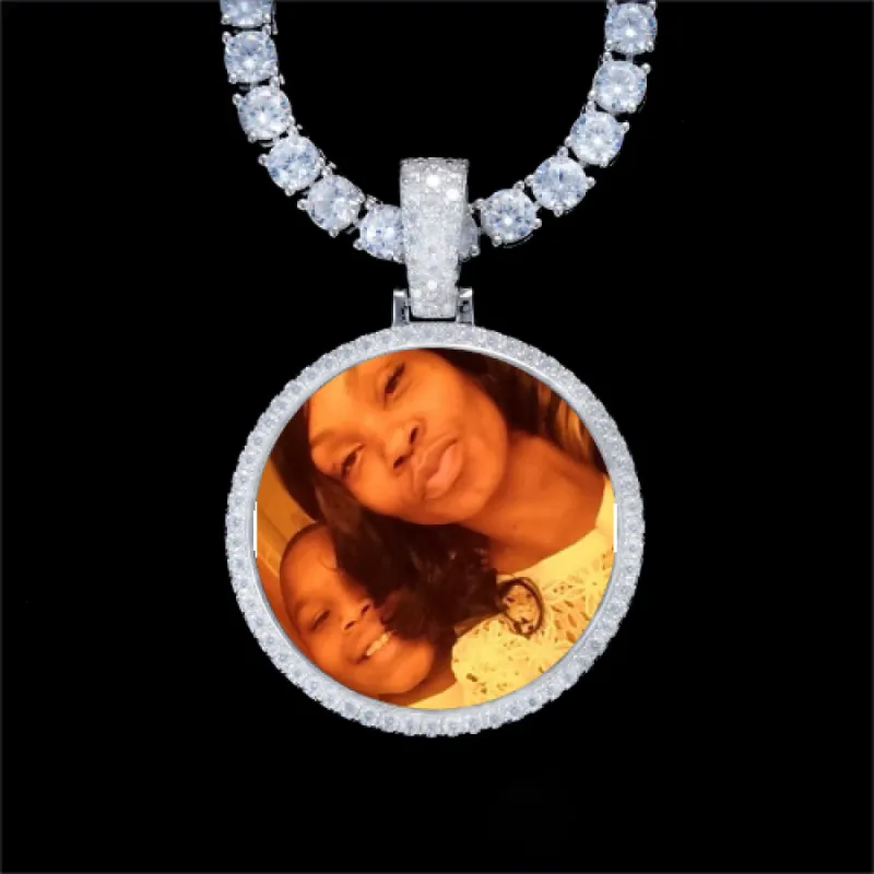 925S & VVS Moissanite 3D Circle Custom Picture Pendant sold by The GUU Shop