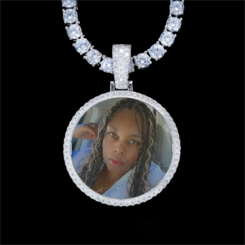 925S & VVS Moissanite 3D Circle Custom Picture Pendant sold by The GUU Shop