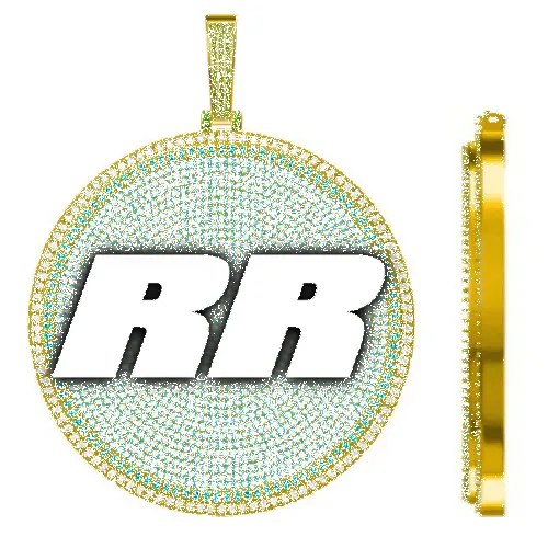 CUSTOM LETTER NECKLACE 3D BIG DISC sold by The GUU Shop