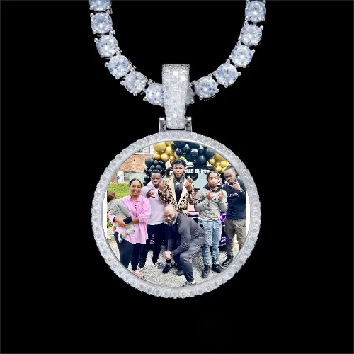 925S & VVS Moissanite 3D Circle Custom Picture Pendant sold by The GUU Shop