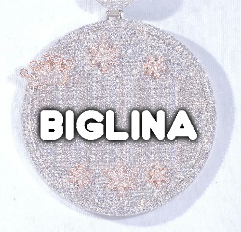 CUSTOM LETTER NECKLACE 3D BIG CROWN DISC sold by The GUU Shop
