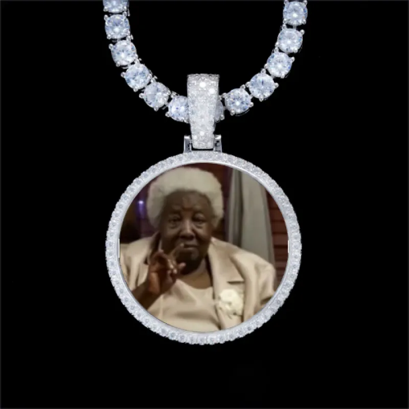 925S & VVS Moissanite 3D Circle Custom Picture Pendant sold by The GUU Shop