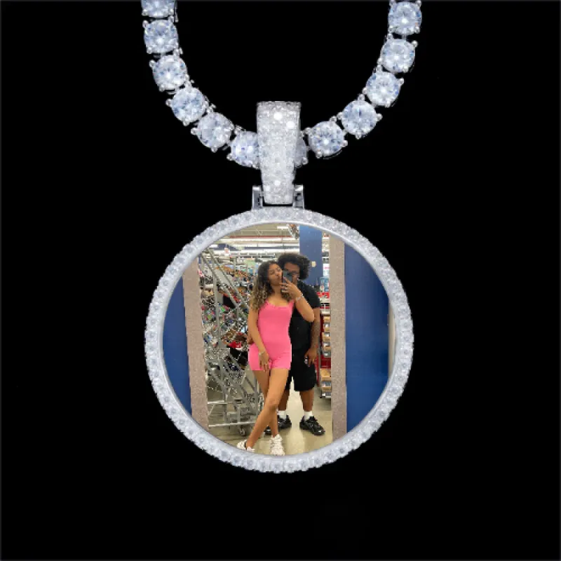 925S & VVS Moissanite 3D Circle Custom Picture Pendant sold by The GUU Shop