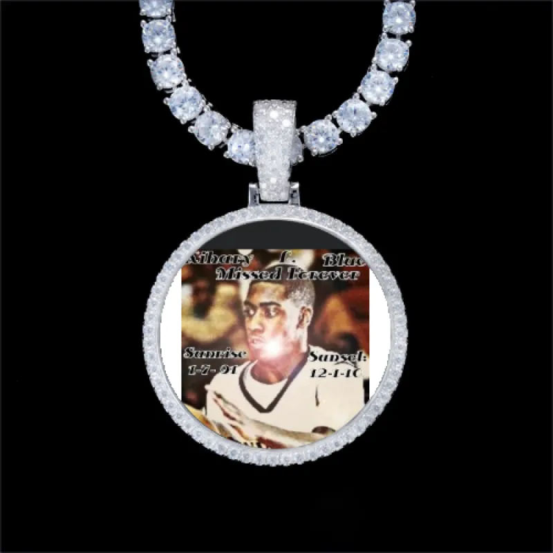 925S & VVS Moissanite 3D Circle Custom Picture Pendant sold by The GUU Shop