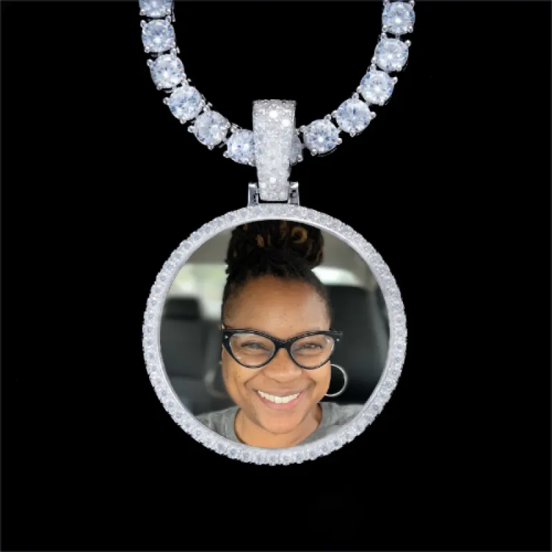 925S & VVS Moissanite 3D Circle Custom Picture Pendant sold by The GUU Shop