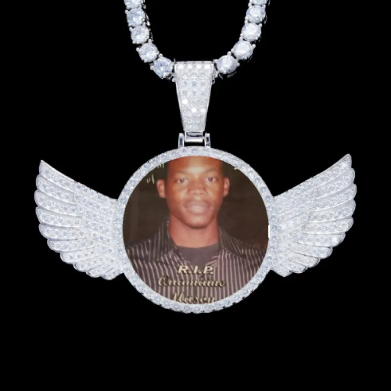 925S & VVS Moissanite 3D Wing Custom Picture Pendant sold by The GUU Shop