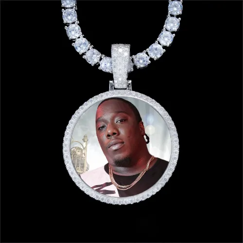 925S & VVS Moissanite 3D Circle Custom Picture Pendant sold by The GUU Shop