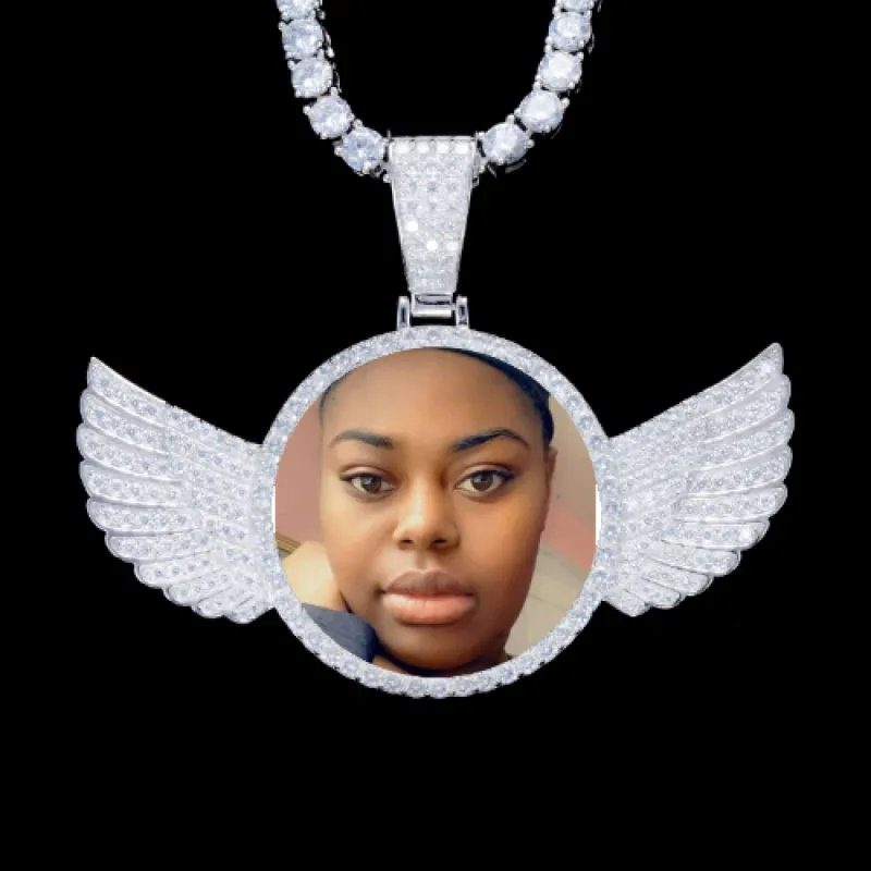 925S & VVS Moissanite 3D Wing Custom Picture Pendant sold by The GUU Shop