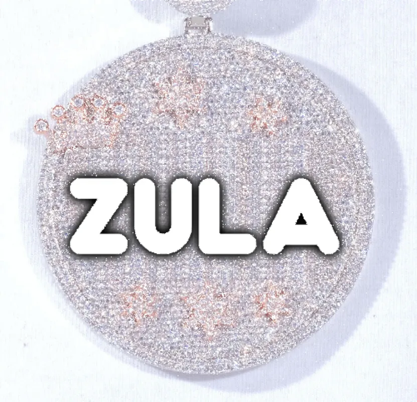 CUSTOM LETTER NECKLACE 3D BIG CROWN DISC sold by The GUU Shop