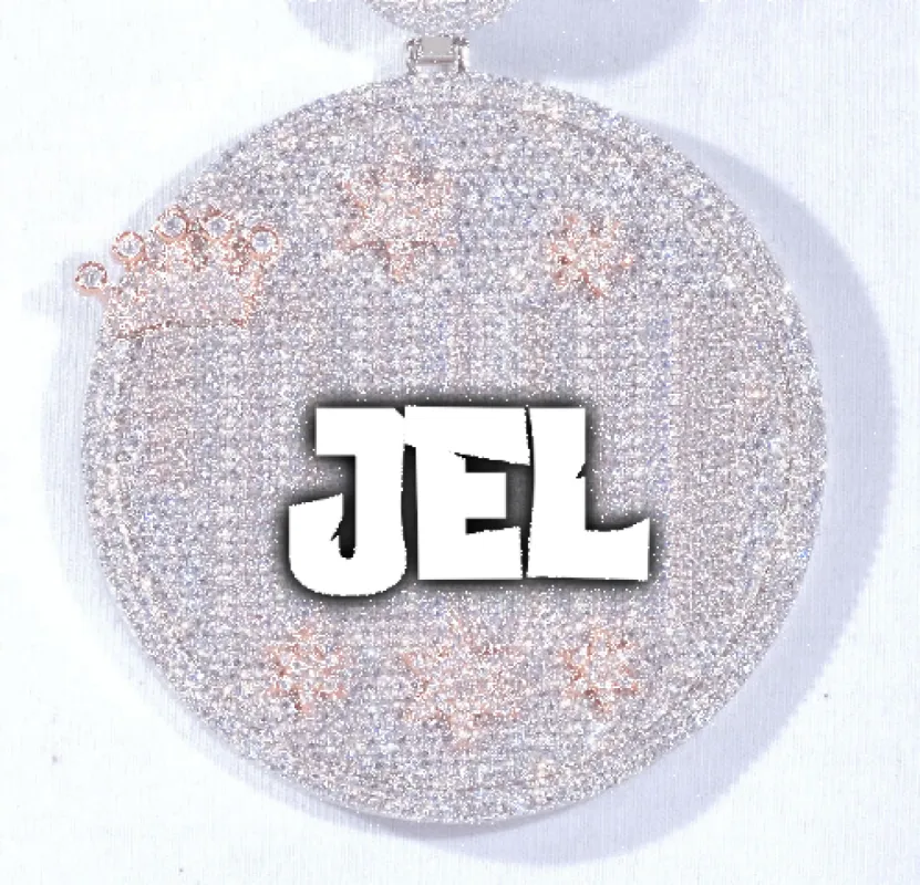 CUSTOM LETTER NECKLACE 3D BIG CROWN DISC sold by The GUU Shop