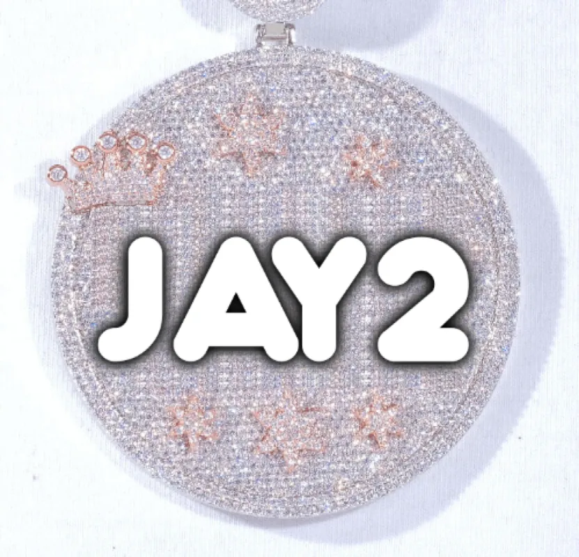 CUSTOM LETTER NECKLACE 3D BIG CROWN DISC sold by The GUU Shop