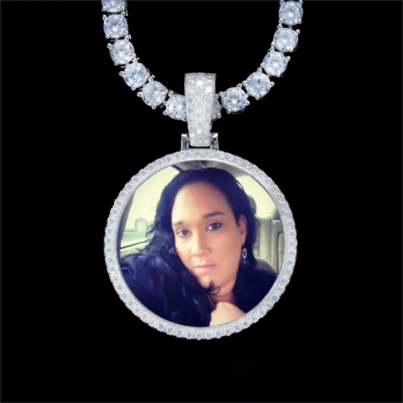 925S & VVS Moissanite 3D Circle Custom Picture Pendant sold by The GUU Shop