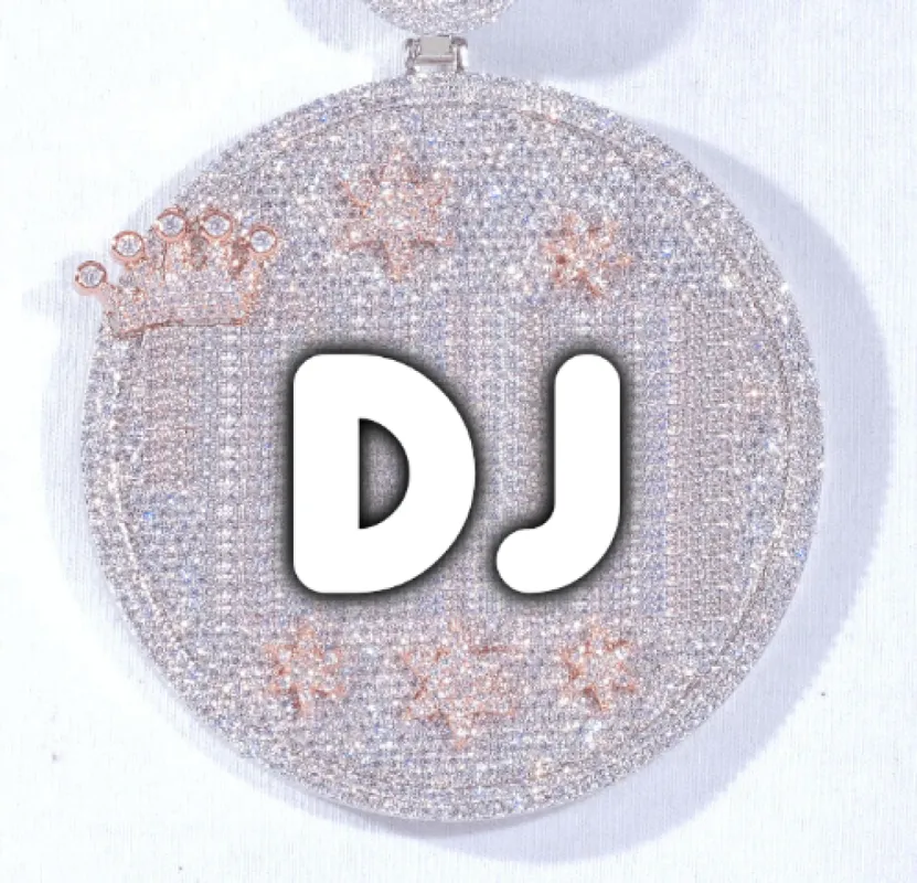 CUSTOM LETTER NECKLACE 3D BIG CROWN DISC sold by The GUU Shop