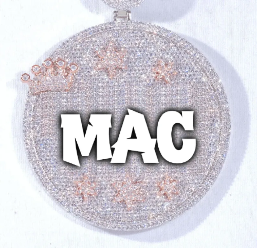 CUSTOM LETTER NECKLACE 3D BIG CROWN DISC sold by The GUU Shop