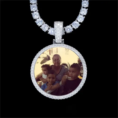 925S & VVS Moissanite 3D Circle Custom Picture Pendant sold by The GUU Shop