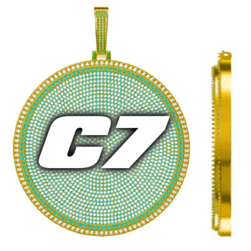 CUSTOM LETTER NECKLACE 3D BIG DISC sold by The GUU Shop