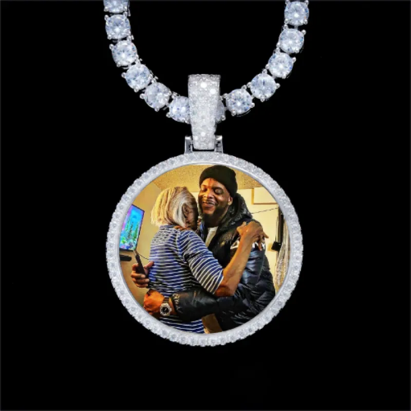 925S & VVS Moissanite 3D Circle Custom Picture Pendant sold by The GUU Shop