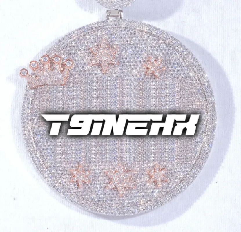 CUSTOM LETTER NECKLACE 3D BIG CROWN DISC sold by The GUU Shop