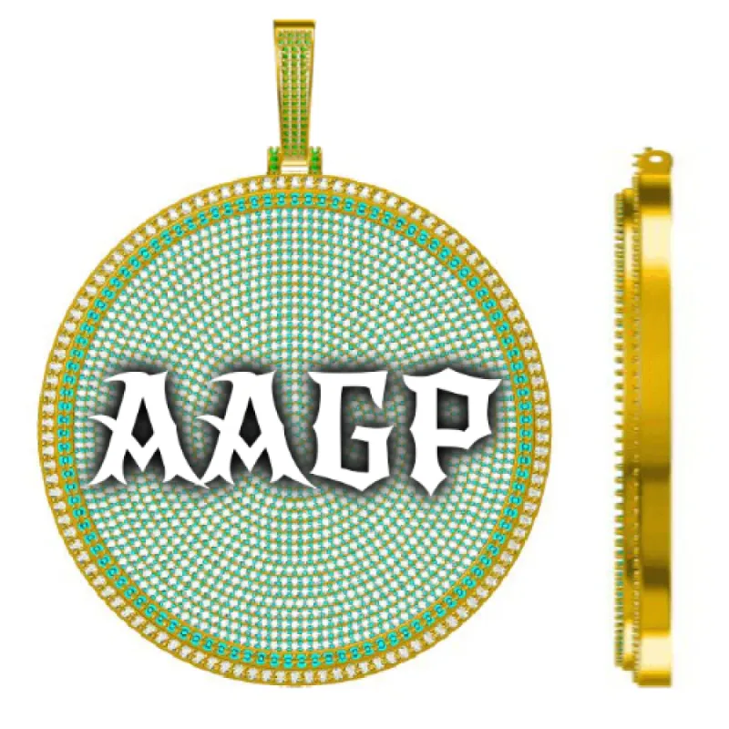 CUSTOM LETTER NECKLACE 3D BIG DISC sold by The GUU Shop