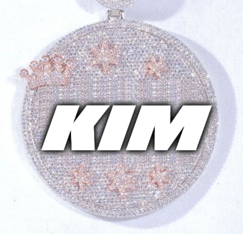 CUSTOM LETTER NECKLACE 3D BIG CROWN DISC sold by The GUU Shop