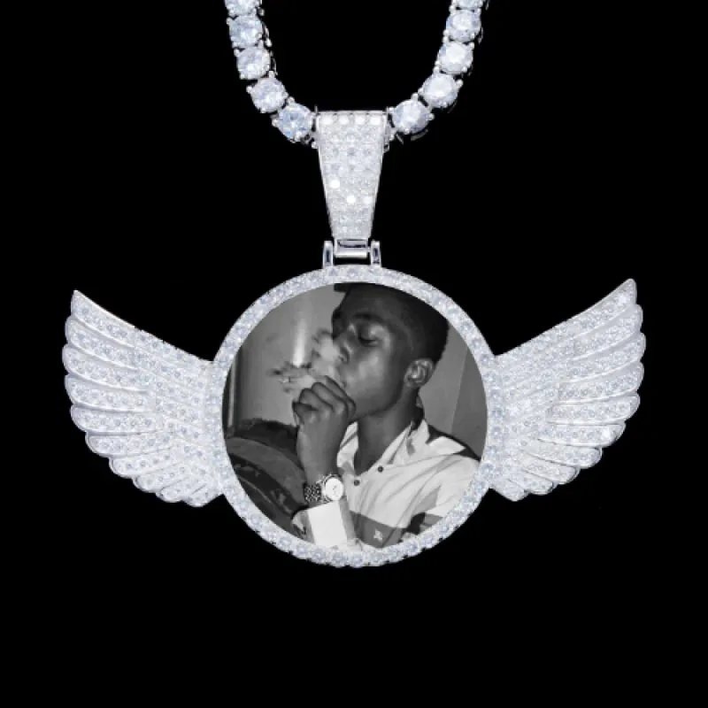 925S & VVS Moissanite 3D Wing Custom Picture Pendant sold by The GUU Shop