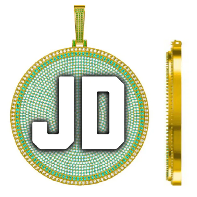 CUSTOM LETTER NECKLACE 3D BIG DISC sold by The GUU Shop