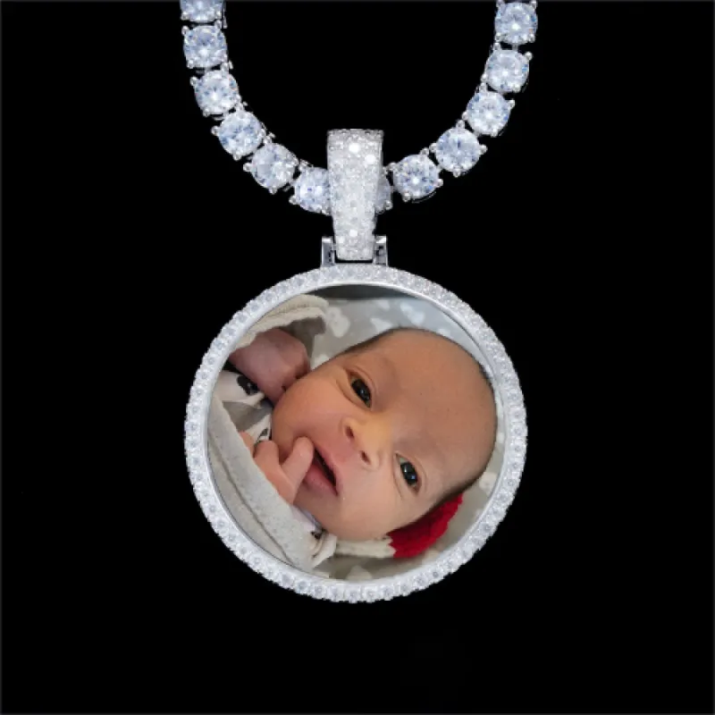 925S & VVS Moissanite 3D Circle Custom Picture Pendant sold by The GUU Shop