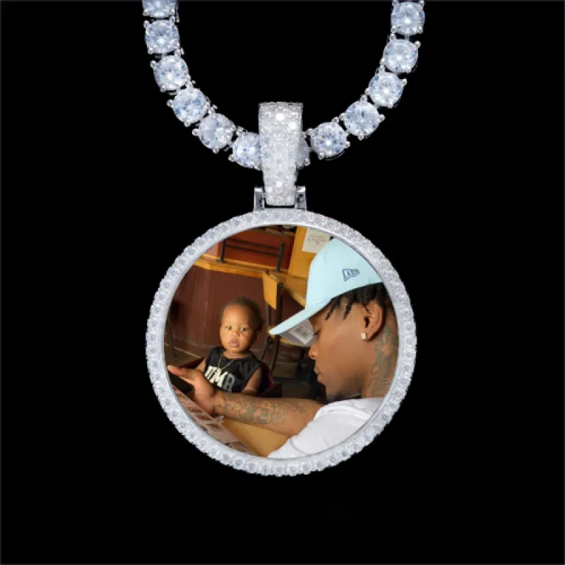 925S & VVS Moissanite 3D Circle Custom Picture Pendant sold by The GUU Shop