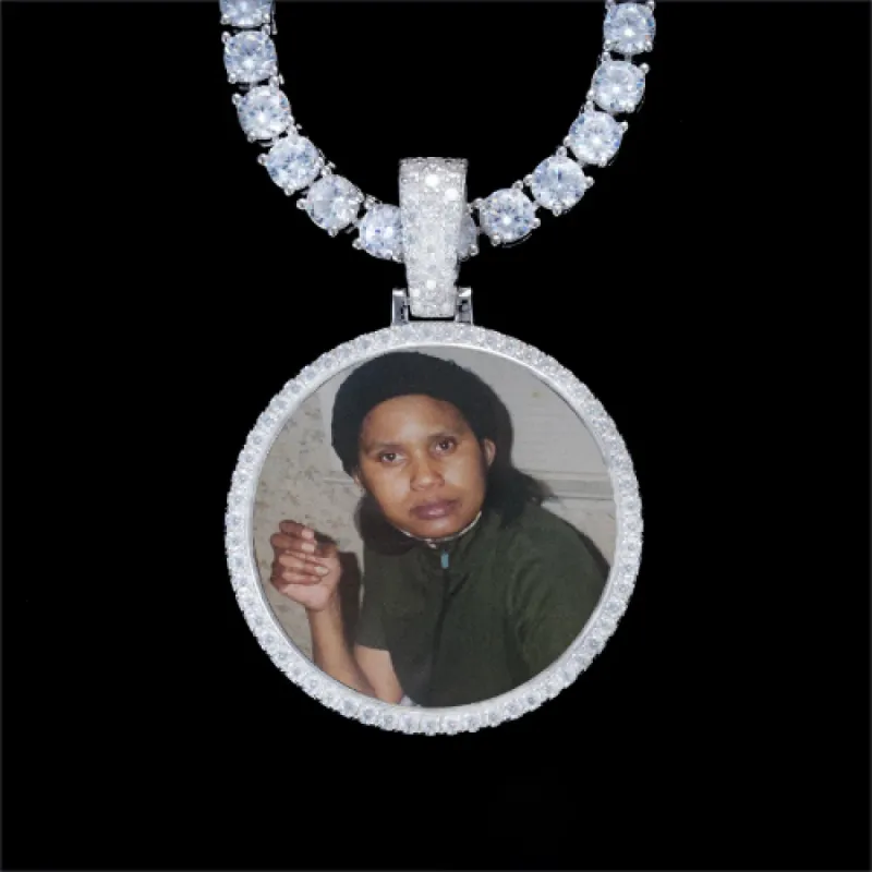 925S & VVS Moissanite 3D Circle Custom Picture Pendant sold by The GUU Shop