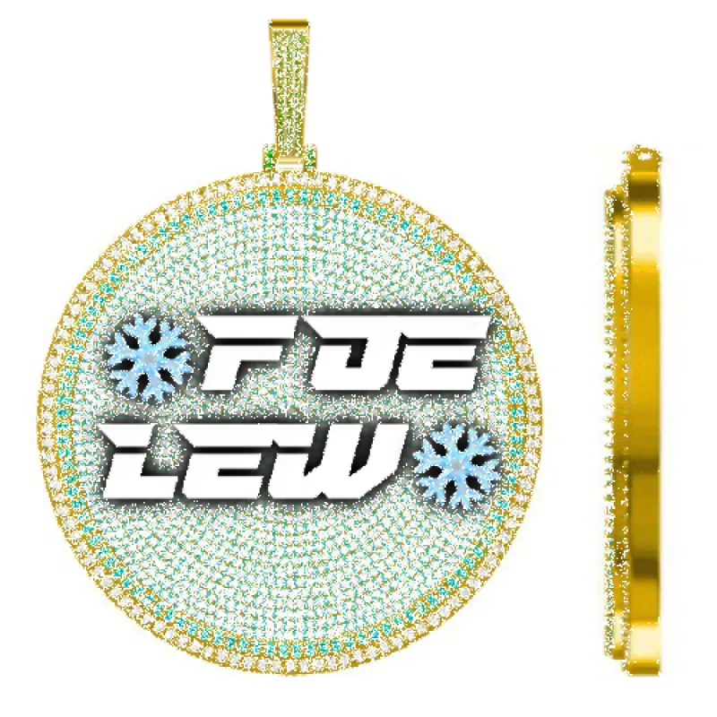 CUSTOM LETTER NECKLACE 3D BIG DISC sold by The GUU Shop