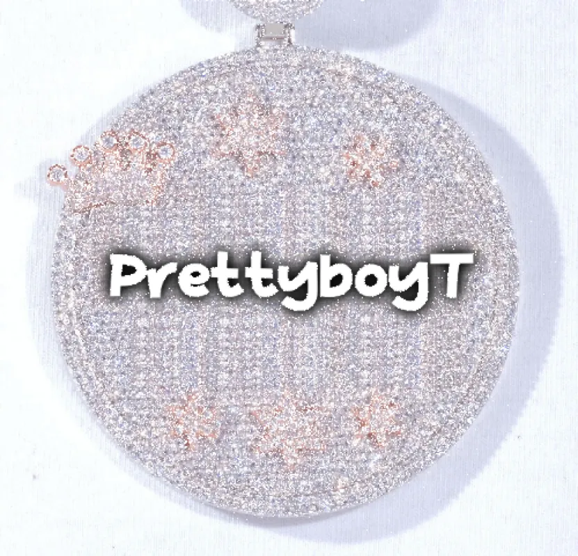 CUSTOM LETTER NECKLACE 3D BIG CROWN DISC sold by The GUU Shop