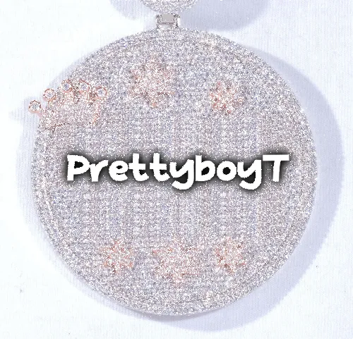 CUSTOM LETTER NECKLACE 3D BIG CROWN DISC sold by The GUU Shop