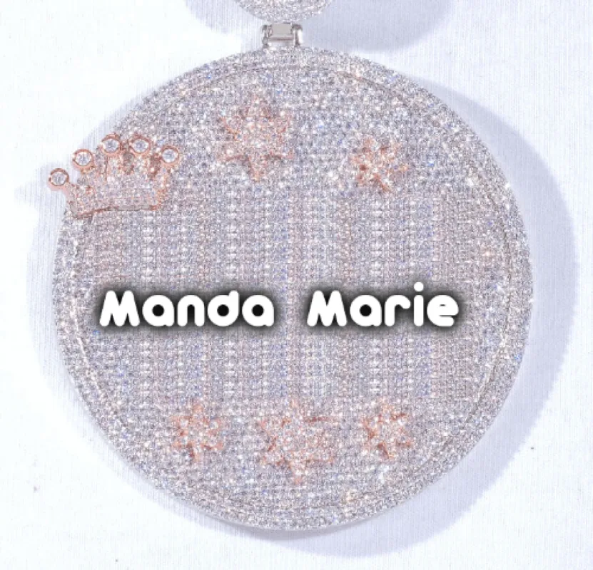 CUSTOM LETTER NECKLACE 3D BIG CROWN DISC sold by The GUU Shop