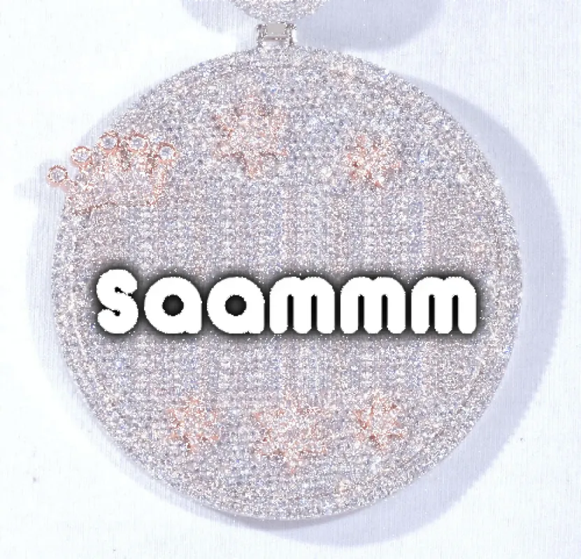 CUSTOM LETTER NECKLACE 3D BIG CROWN DISC sold by The GUU Shop