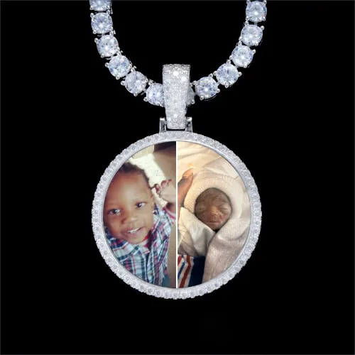 925S & VVS Moissanite 3D Circle Custom Picture Pendant sold by The GUU Shop