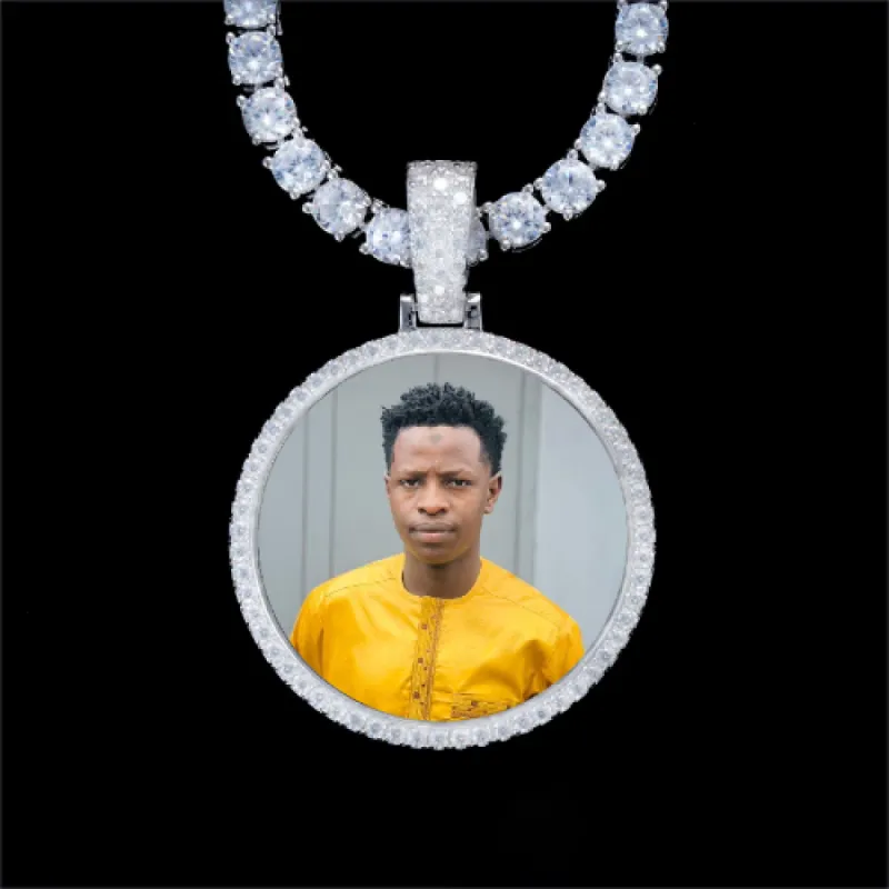 925S & VVS Moissanite 3D Circle Custom Picture Pendant sold by The GUU Shop