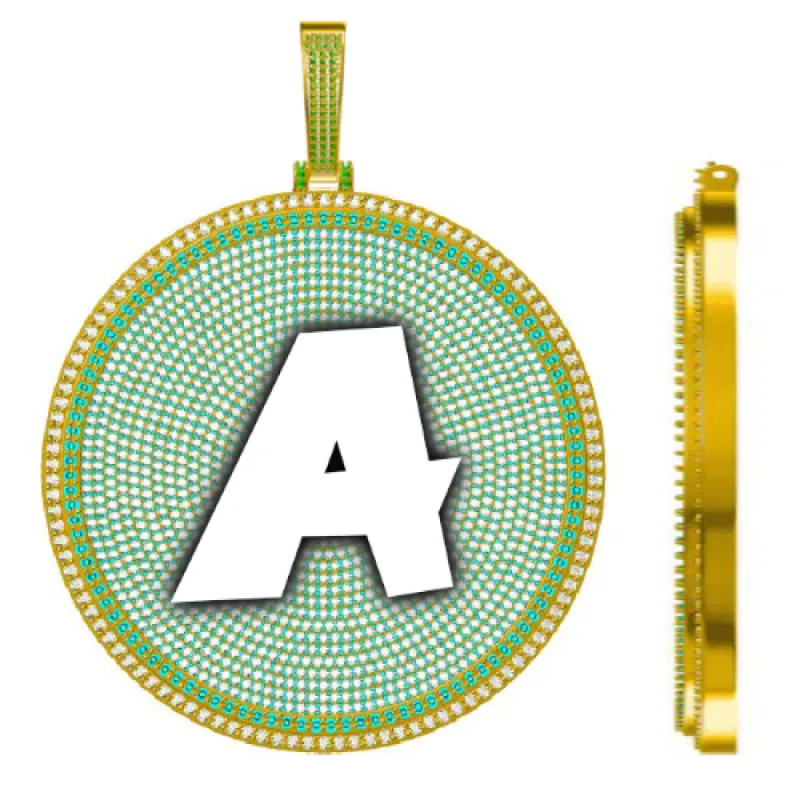 CUSTOM LETTER NECKLACE 3D BIG DISC sold by The GUU Shop