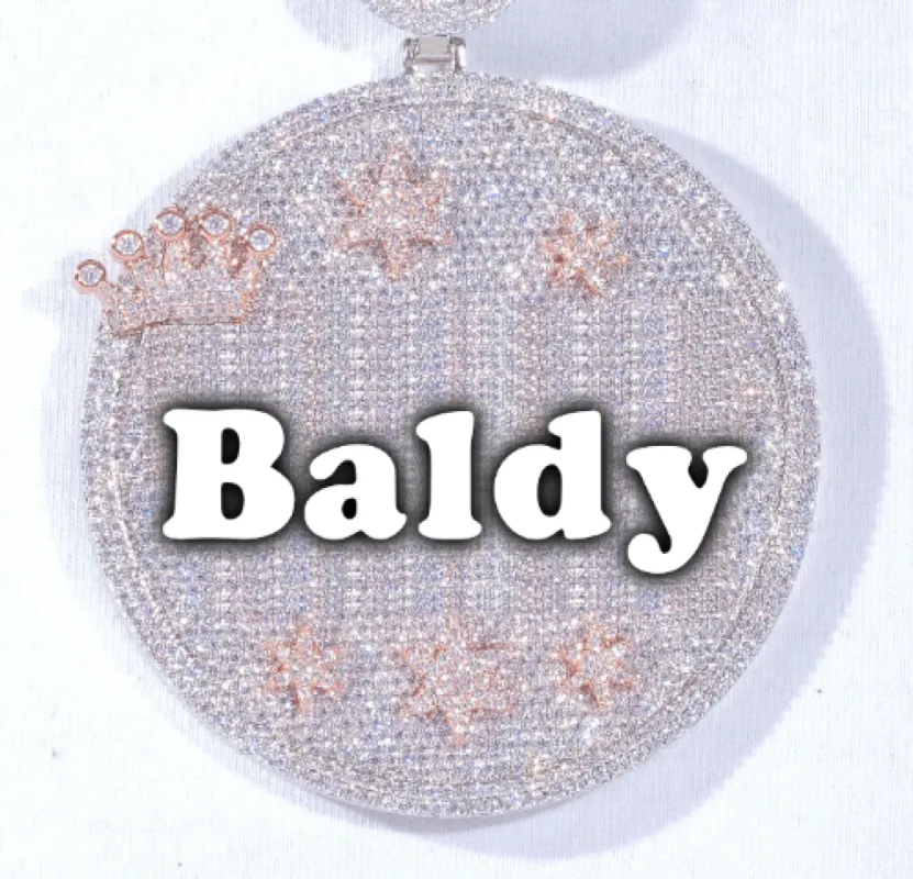 CUSTOM LETTER NECKLACE 3D BIG CROWN DISC sold by The GUU Shop