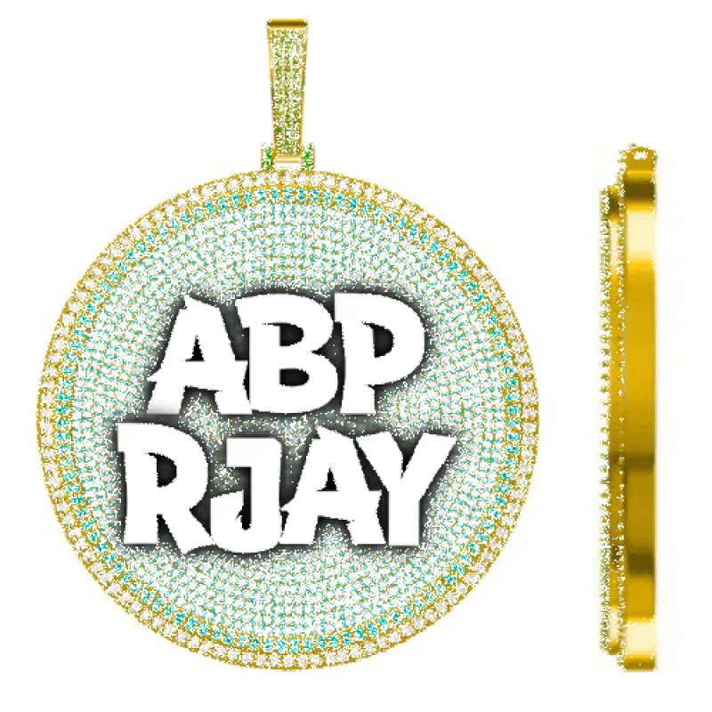 CUSTOM LETTER NECKLACE 3D BIG DISC sold by The GUU Shop