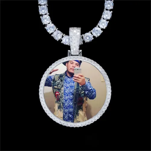 925S & VVS Moissanite 3D Circle Custom Picture Pendant sold by The GUU Shop