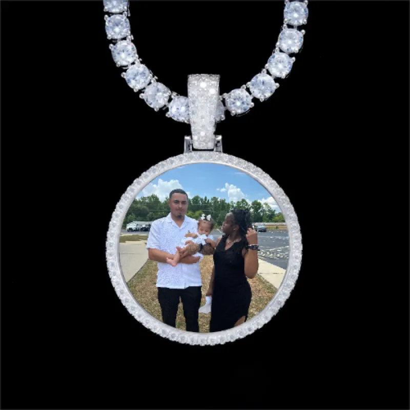 925S & VVS Moissanite 3D Circle Custom Picture Pendant sold by The GUU Shop