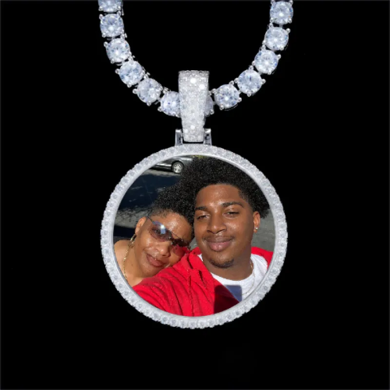 925S & VVS Moissanite 3D Circle Custom Picture Pendant sold by The GUU Shop