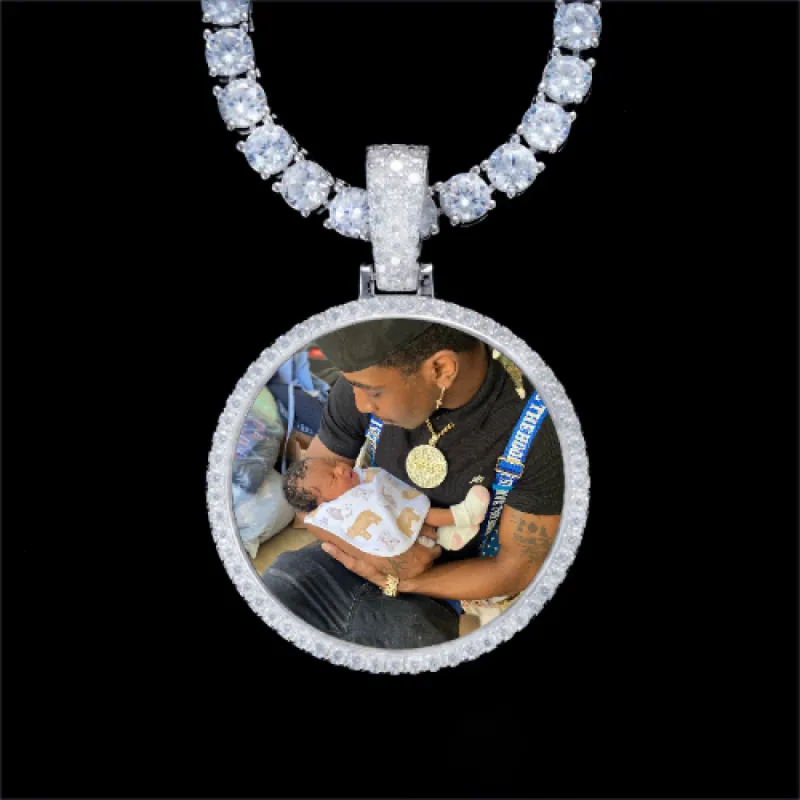 925S & VVS Moissanite 3D Circle Custom Picture Pendant sold by The GUU Shop